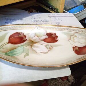 HAND PAINTED FLORAL DISH FROM GERMANY